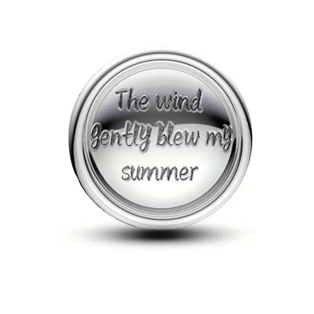 925 Sterling Silver Charm w/“Summer”engraved Under the Palm Tree & Umbrella - Picture 2 of 10